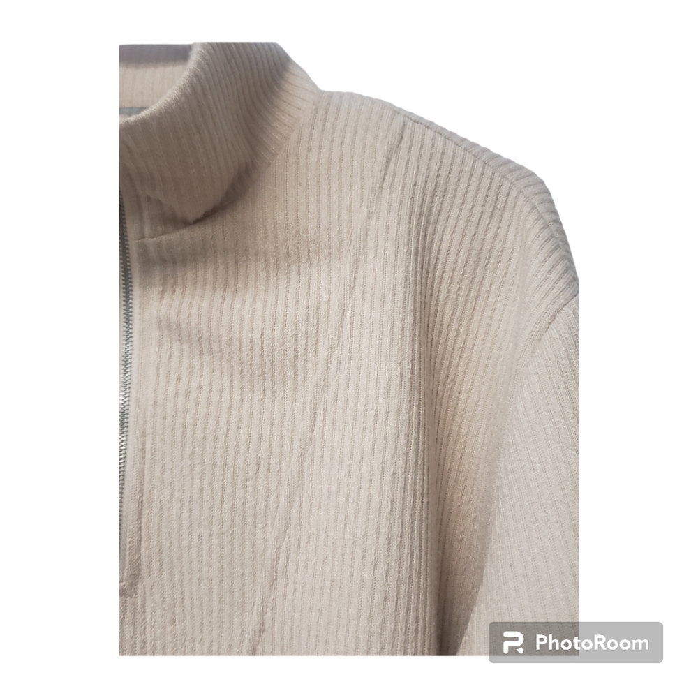 Zara Cream Ribbed Quarter-Zip Sweater Set - Picture 5 of 12